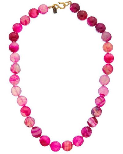 Kenneth Jay Lane Plated Agate Beaded Necklace - Pink