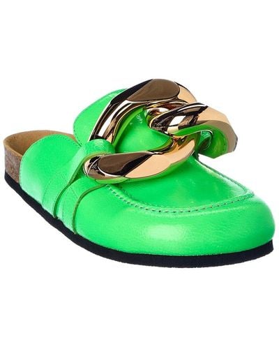 JW Anderson Chain Leather Mule - Green