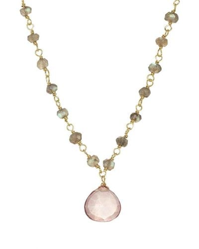 Rachel Reinhardt Jewelry 14k Over Silver Gemstone Drop Necklace - Metallic