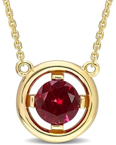 Rina Limor 14k 1.01 Ct. Tw. Created Ruby Floating Solitaire Pendant - White