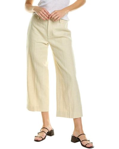 Vince Cropped Causal Linen-blend Twill Pant - Natural