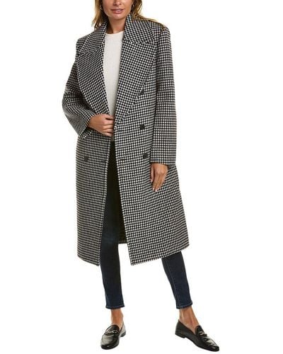 Michael Kors Collection Dogtooth Melton Wool Coat - Gray