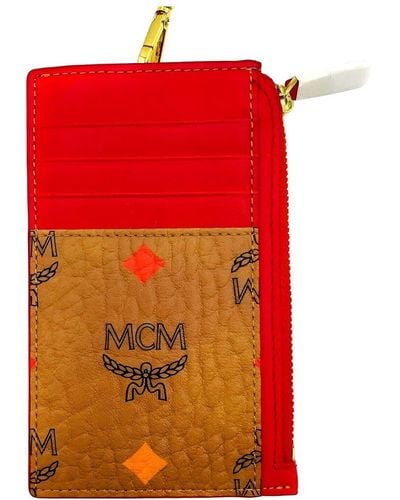 MCM Visetos Lanyard Card Case - Red