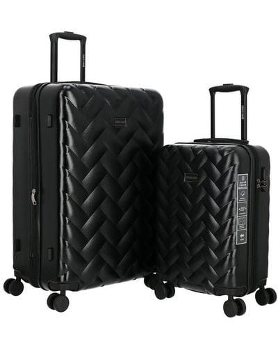 Roberto Cavalli Molded Quilt Collection 2pc Expandable Luggage Set - Black