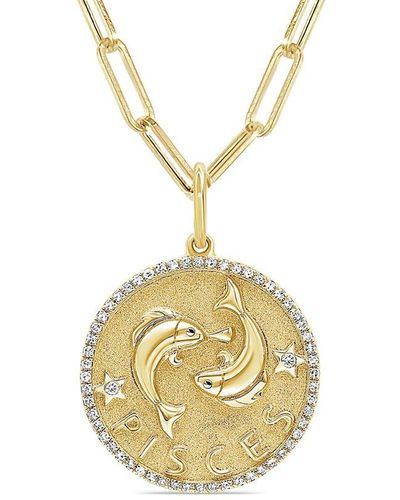 Sabrina Designs 14k 0.21 Ct. Tw. Diamond Zodiac Pisces Necklace - Metallic