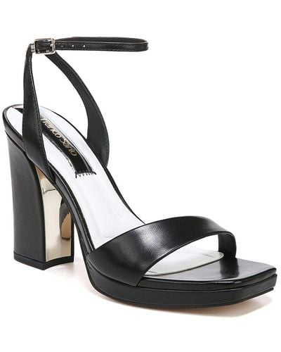 Franco Sarto Daffy Leather Ankle Strap Heels - Metallic