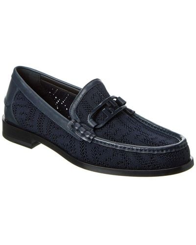 Fendi O'lock Leather-trim Loafer - Blue