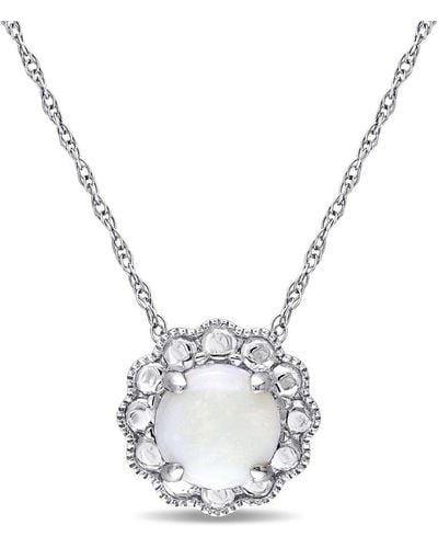 Rina Limor 10k 0.70 Ct. Tw. Diamond & Opal Pendant - Metallic