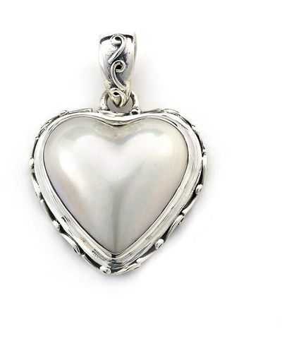 Samuel B. Silver Pearl Heart Pendant - Metallic