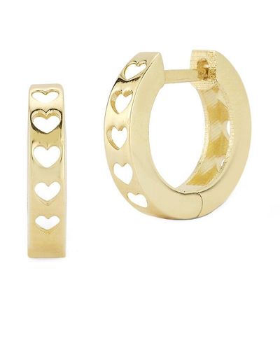 Ember Fine Jewelry 14k Heart Huggie Earrings - Metallic