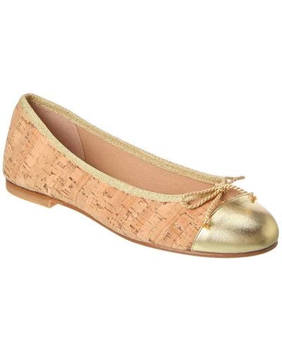 French Sole Vanity Cork & Leather Flat - White