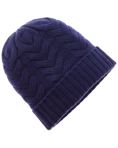 Hannah Rose Chunky Cable Cashmere Hat - Blue