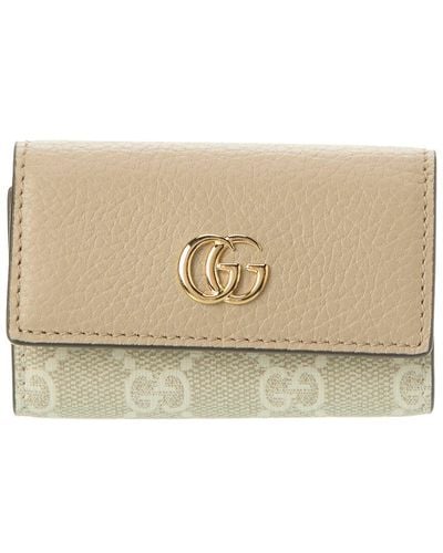 Gucci GG Marmont GG Supreme Canvas & Leather Keycase - Natural