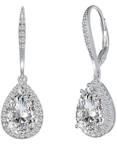 Genevive Jewelry Cz Pear Drop Earring - Metallic