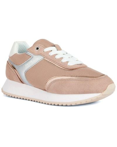 Geox Donna Leather-trim Trainer - Pink