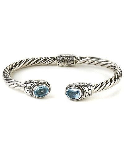 Samuel B. Silver 5.00 Ct. Tw. Blue Topaz Twisted Cable Bangle Bracelet - White