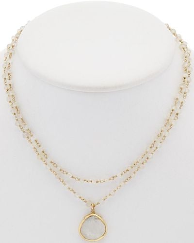 Rachel Reinhardt Jewelry 14k Over Silver Moonstone & Chalcedony Necklace - White