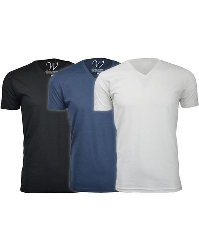 Ethan Williams Set Of 3 Ultra Soft Suede V-neck T-shirt - Blue
