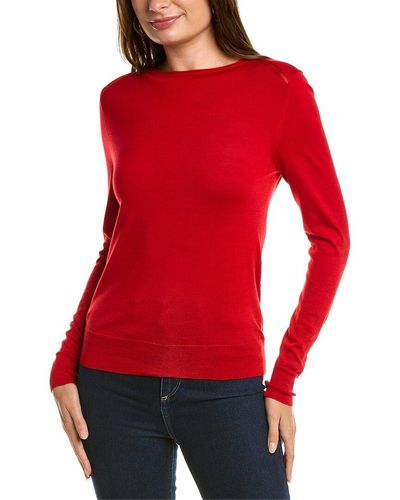 Lafayette 148 New York Mock Neck Wool & Silk-blend Sweater - Red