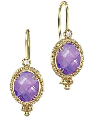 I. REISS 14k 10.77 Ct. Tw. Diamond & Amethyst Drop Earrings - Purple