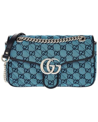 Gucci GG Marmont Small Canvas Shoulder Bag - Blue