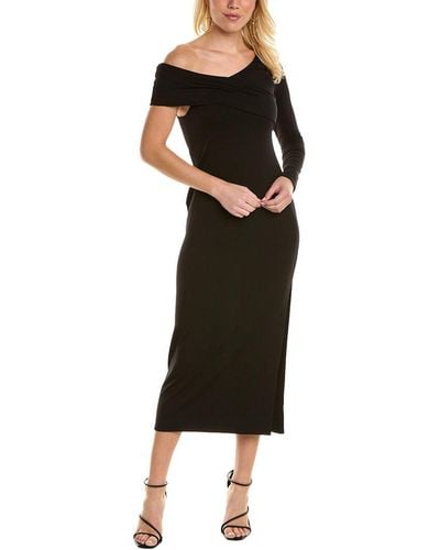 Krisa One-shoulder Midi Dress - Black