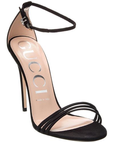 Gucci GG Ankle Strap Suede Sandal - Metallic
