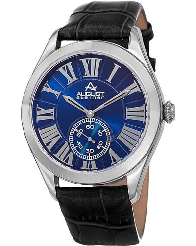 August Steiner Leather Watch - Blue