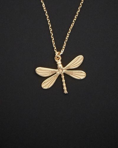 Italian Gold 14k Dragonfly Necklace - Black