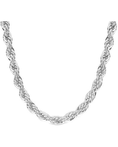 Sterling Forever Rhodium Plated Rope Twist Chain Necklace - Metallic