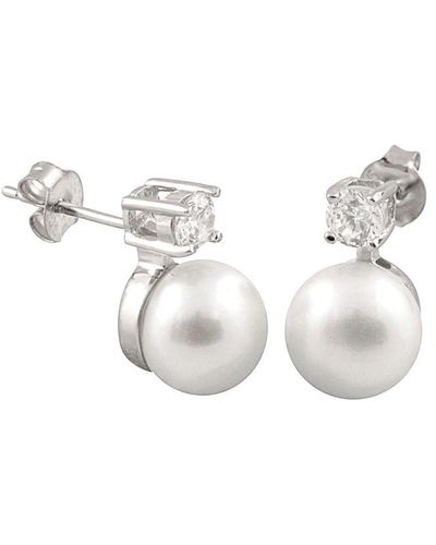 Splendid Silver 7.5-8mm Mm Freshwater Pearl Earrings - Metallic