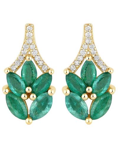 Diana M. Jewels Fine Jewelry 14k 0.91 Ct. Tw. Diamond & Emerald Dangle Earrings - Green