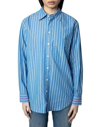 Zadig & Voltaire Taskiz Pop Raye Wool-blend Shirt - Blue