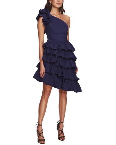 Marchesa One-Shoulder Mini Dress - Blue