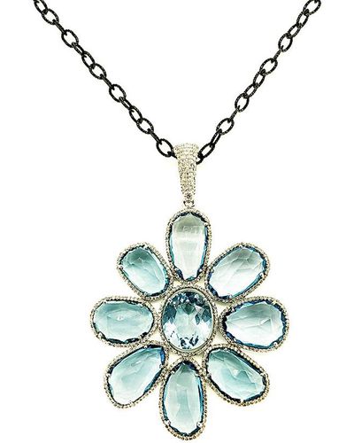 Arthur Marder Fine Jewelry Silver 2.00 Ct. Tw. Diamond & Blue Topaz Necklace - White