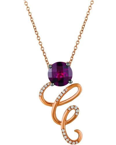 Le Vian 14k Strawberry Gold 1.69 Ct. Tw. Diamond & Rhodolite Pendant Necklace - Pink