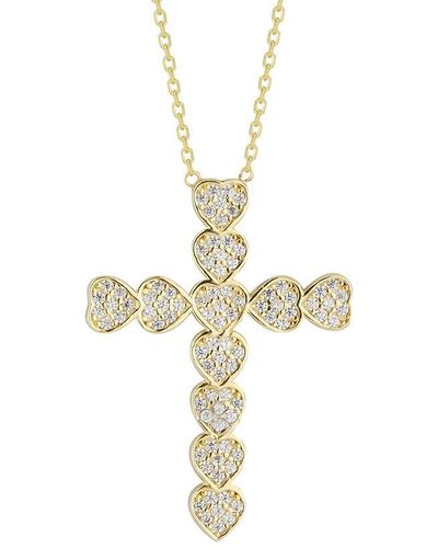 Glaze Jewelry 14k Over Silver Cz Cross Necklace - White