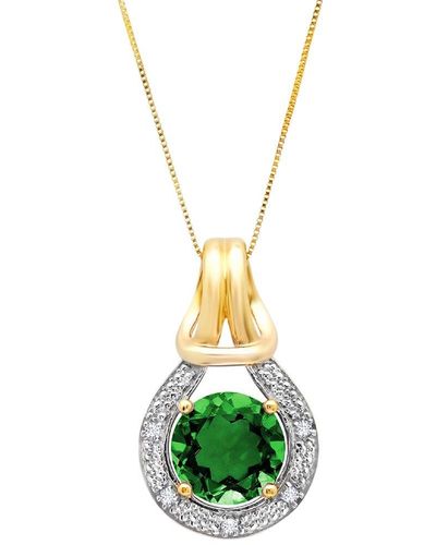 MAX + STONE Max + Stone 10k 1.60 Ct. Tw. Diamond & Created Emerald Pendant Necklace - Metallic