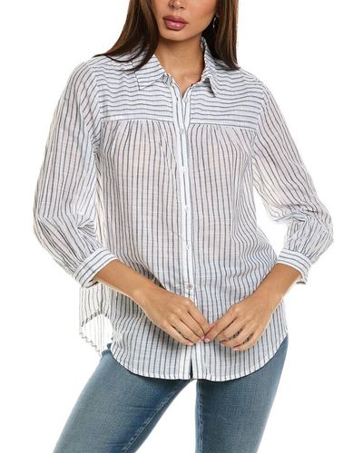 Michael Stars Robyn 3/4-sleeve Button Down Shirt - Gray