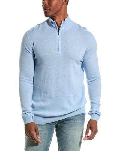 Forte 1/4-zip Cashmere Mock Sweater - Blue