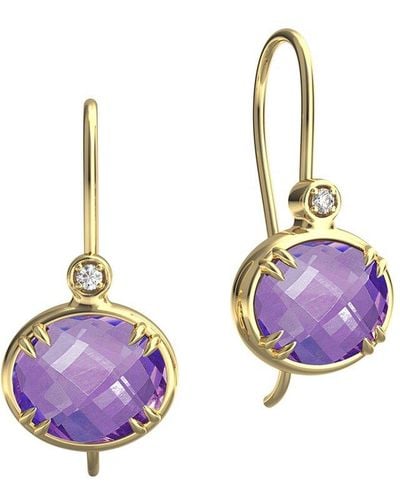 I. REISS 14k 5.45 Ct. Tw. Diamond & Amethyst Earrings - Purple