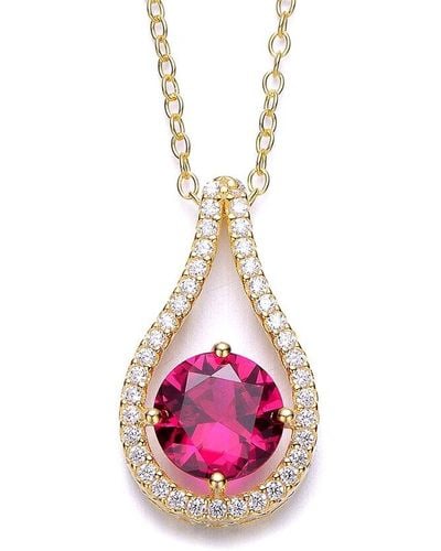 Genevive Jewelry 14k Over Silver Pendant Necklace - Pink