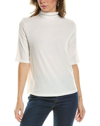 Vince Relaxed Elbow-sleeve Mock Neck Top - White