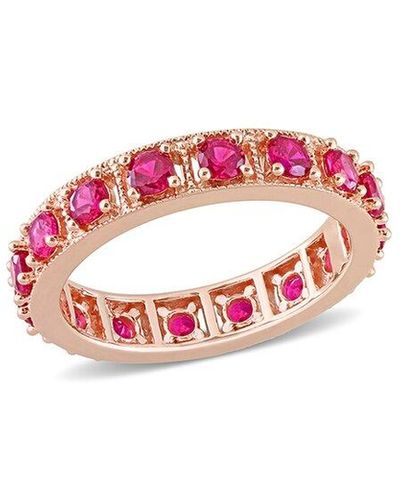 Rina Limor Rose Gold Over Silver 1.60 Ct. Tw. Ruby Eternity Ring - Multicolor