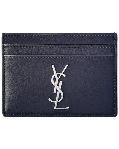 Saint Laurent Monogram Leather Card Case - Blue