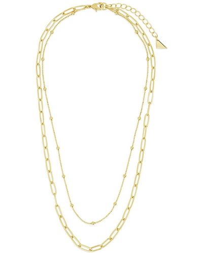 Sterling Forever 14k Plated Leah Paperclip Layered Chain Necklace - Metallic