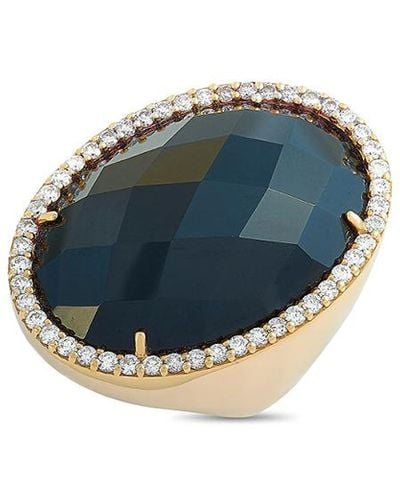 Roberto Coin 18k Rose Gold 0.90 Ct. Tw. Diamond & Onyx Ring - Blue