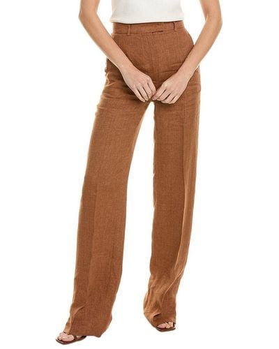 Max Mara Studio Alcano Long Linen Trouser - Brown