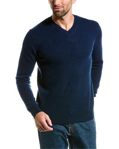 Forte Classic Cashmere V-neck Sweater - Blue