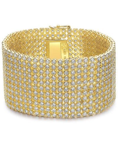 Rachel Glauber 14k Plated Cz Lux Mesh Link Bracelet - Metallic